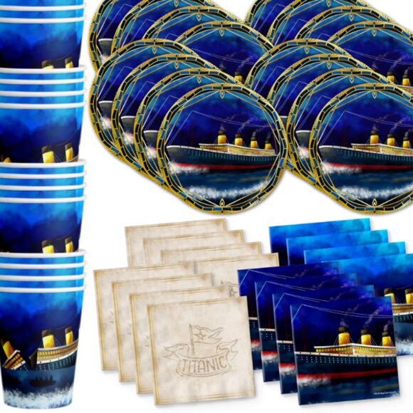 Titanic Birthday Party Tableware Bundle 16 Guest - Picture 1 of 5